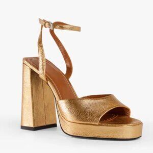 Staud Solange Platform Heels in Gold, Size 9